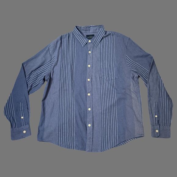 Lucky Brand Men's Blue Striped Long Sleeve Button Up Shirt Size L NWT - Picture 1 of 7